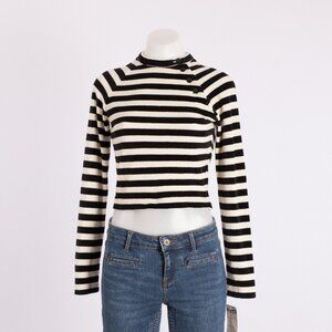 Susan Lazar Black and White Striped Mock Neck Top Size US S